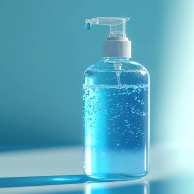 A close-up of foaming soap in hands under water